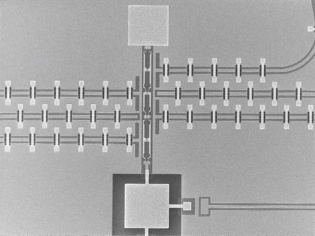 SEM image of an engineered approach to topologially protected qubits based on composite Josephson elements that are p-periodic in phase